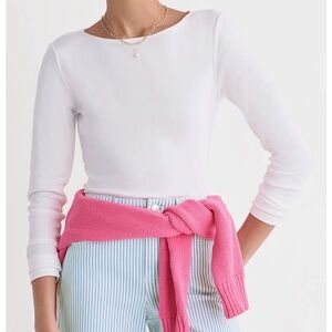 Vineyard Vines White Long-Sleeve Boatneck Top